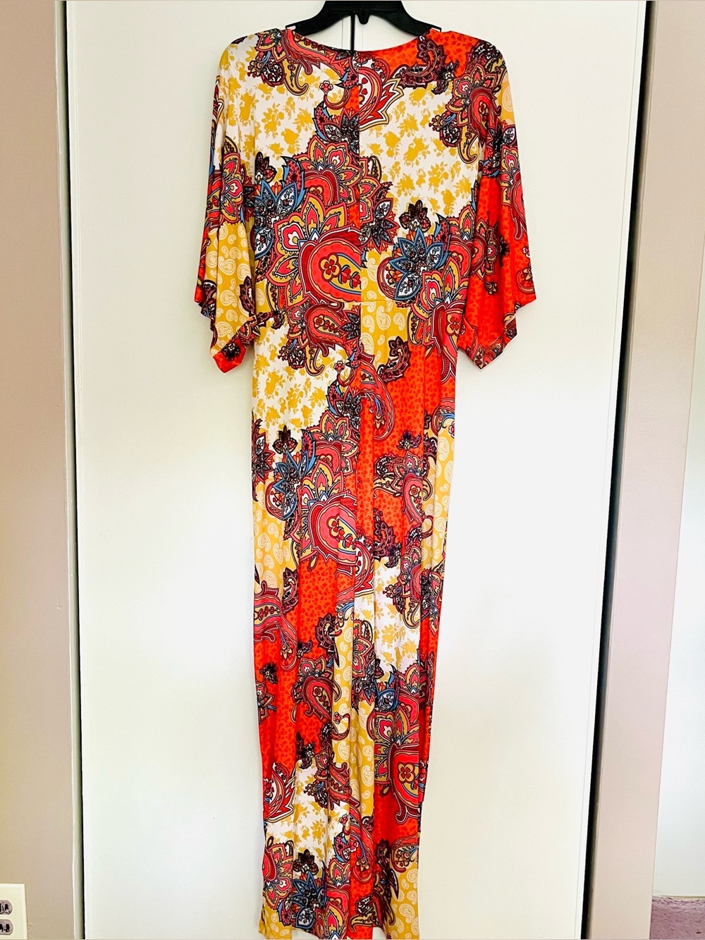 VENUS Red and Yellow Paisley Maxi Jumpsuit